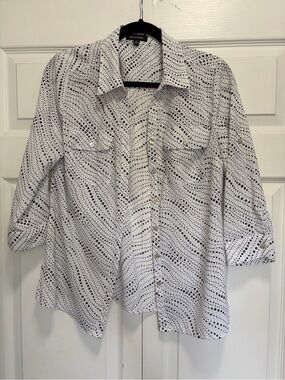 Notations Black and White Polka Dot Shirt